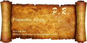 Popesku Riza névjegykártya